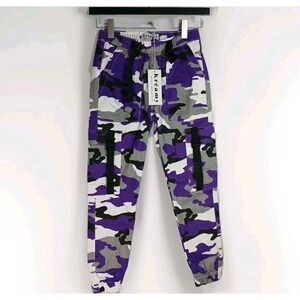 Womens Kreamy Camo Pants Purple Medium Cargo Jogger Streetwear